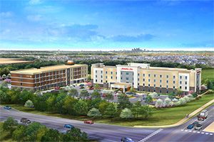 Aerial rendering of Hotel
design by Gray Design Group