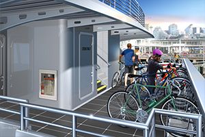All American Marine Ferry Boat Bike rack on a ferry